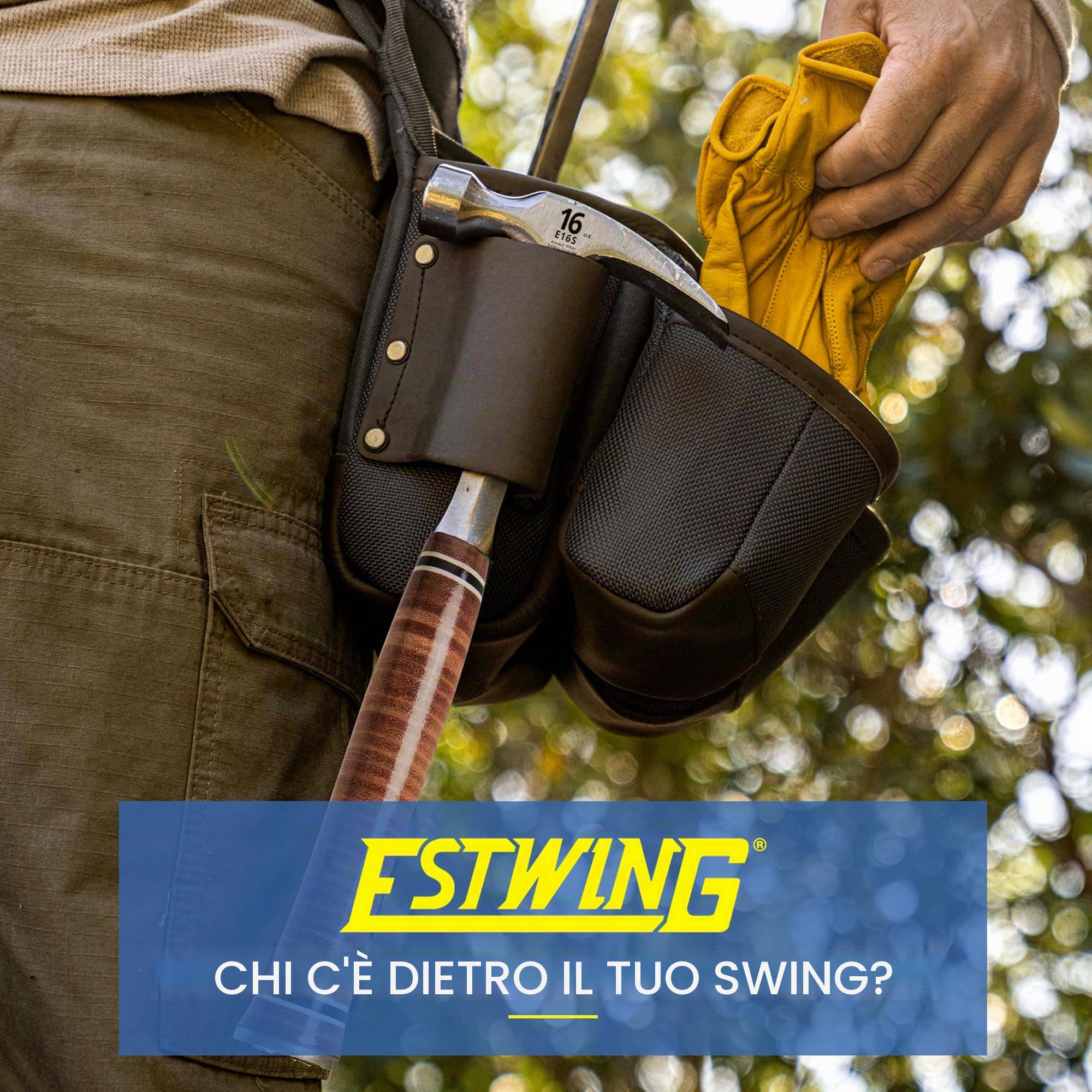 Estwing E16s - Martello diritto a penna divisa, impugnatura in pelle, 454 g