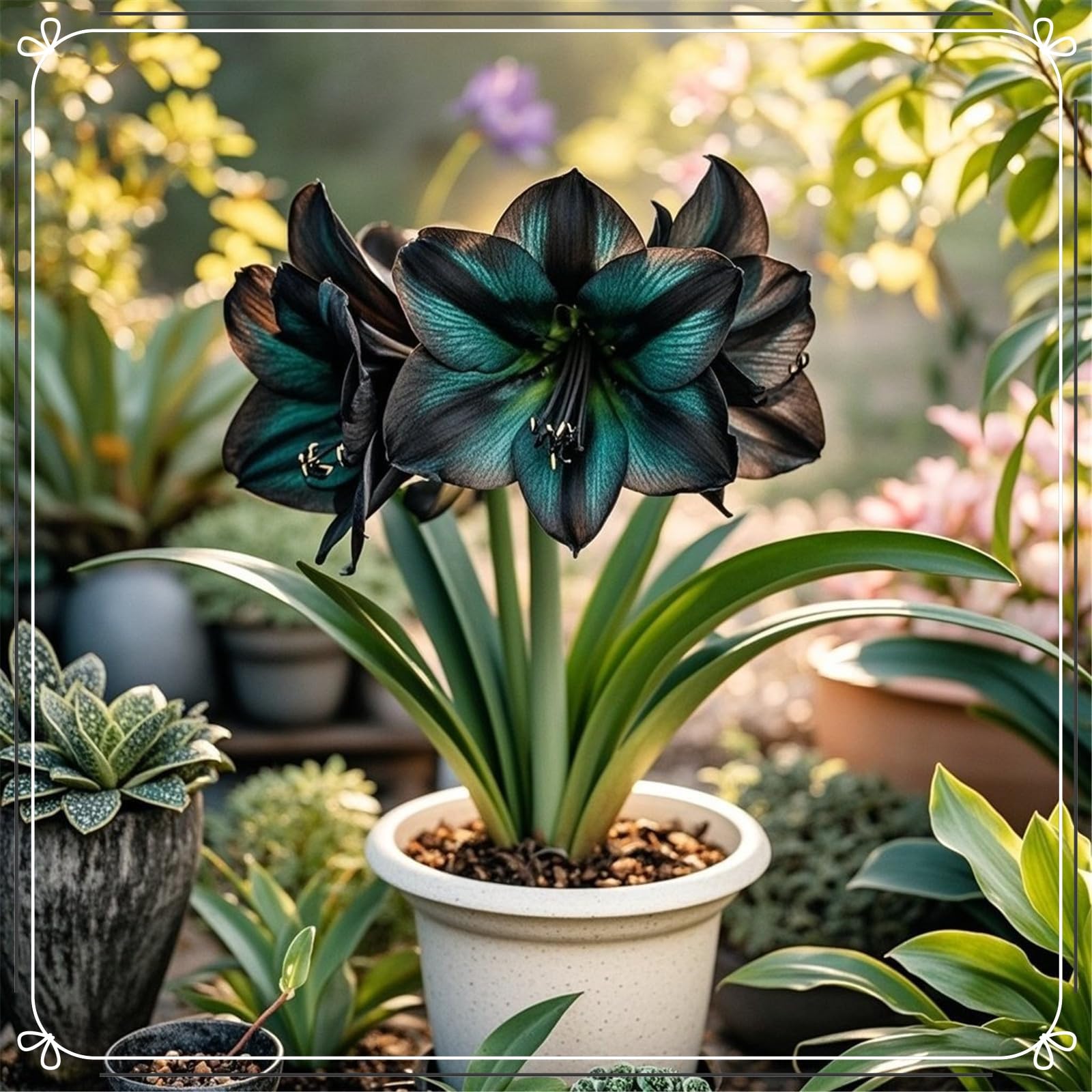 Amaryllis for Planting Now UK Ornamental Excellent Perennial Display Bulbs Good for Containers Natural Organic Greening Flower Easy Plant Unique-2bulbs-C