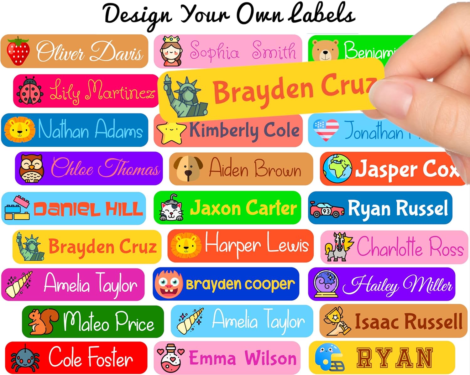 Personalised name labels for school