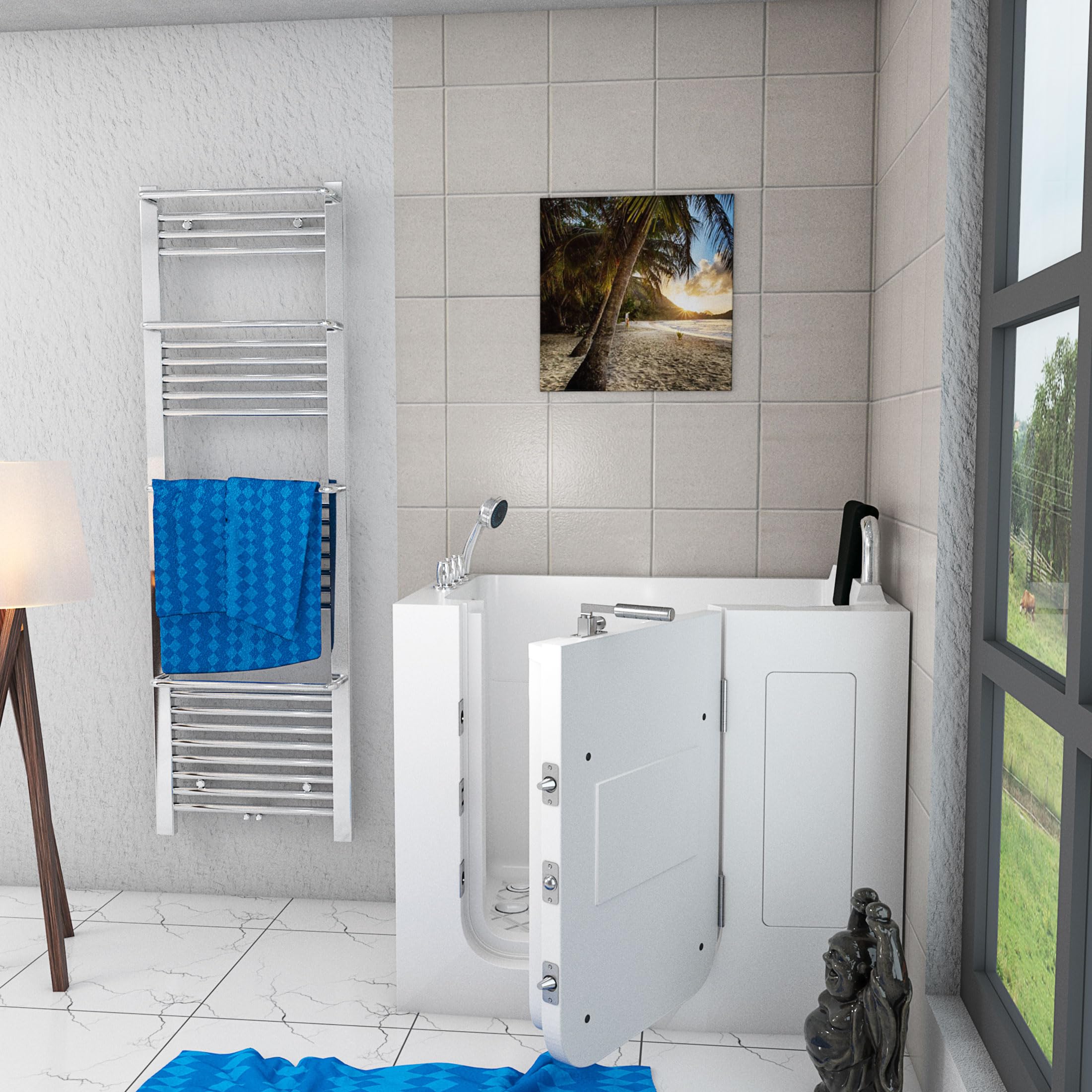 AcquaVapore Sitzbadewanne Senioren Wanne Sitzwanne mit Tür S08-TH-C-R 110x68cm