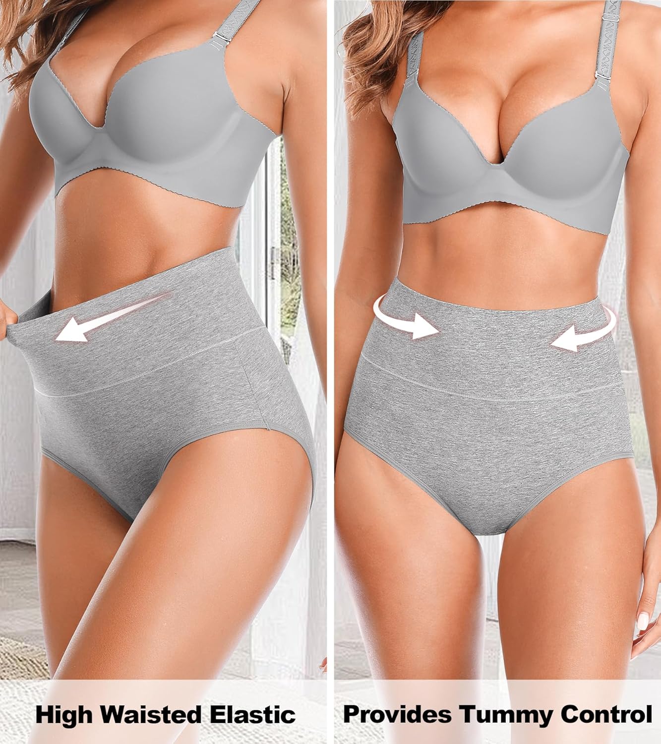 OLIKEME High Waisted Underwear for Women Tummy Control Full Coverage Cotton Ladies Panties Soft Stretch Briefs - Image 2