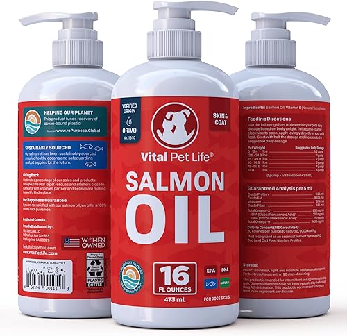 Miniatura 7 de Aceite de salmón para perros y gatos  Piel y pelaje saludables, aceite de pescado, Omega 3 EPA DHA, suplemento alimenticio líquido para mascotas,