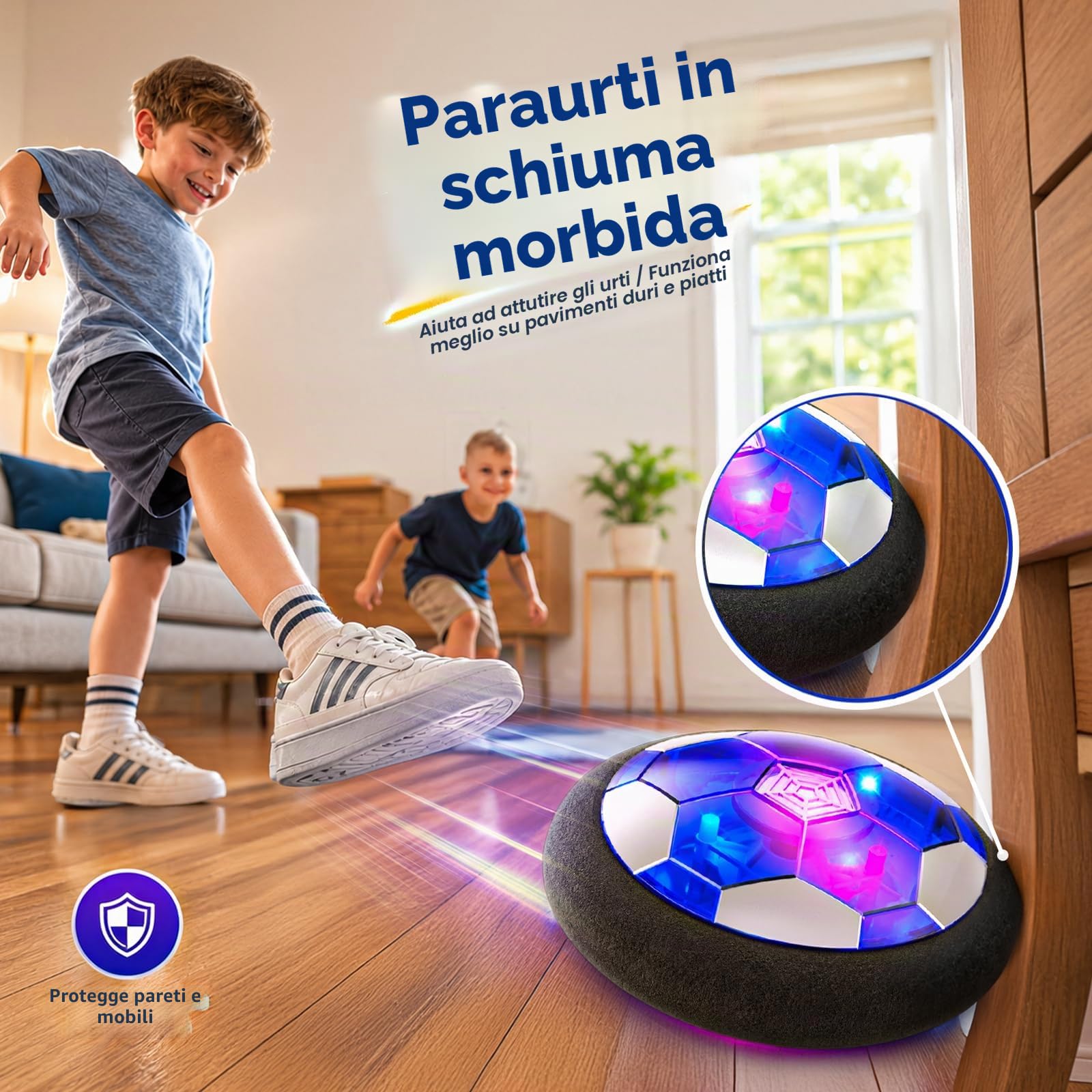 Pallone da Calcio Fluttuante Ricaricabile con Luci LED, Hover Soccer Ball per Bambini 3-10 Anni, Giocattolo Calcio Indoor con Paraurti in Schiuma, Regalo Natale e Compleanno per Ragazzi e Ragazze
