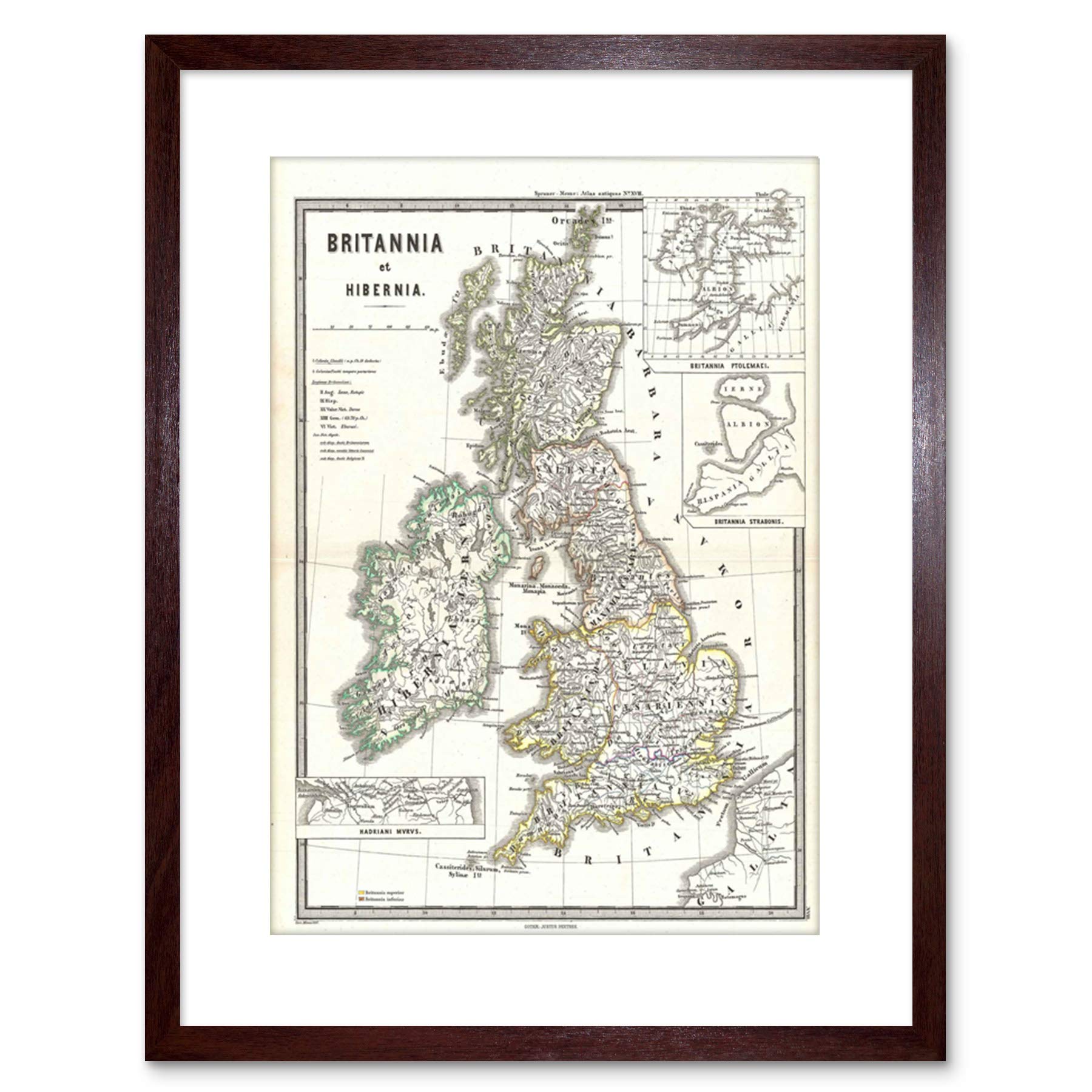 Wee Blue Coo 9x7 '' 1865 SPRUNER MAP ENGLAND SCOTLAND IRELAND FRAMED ART PRINT F97X024