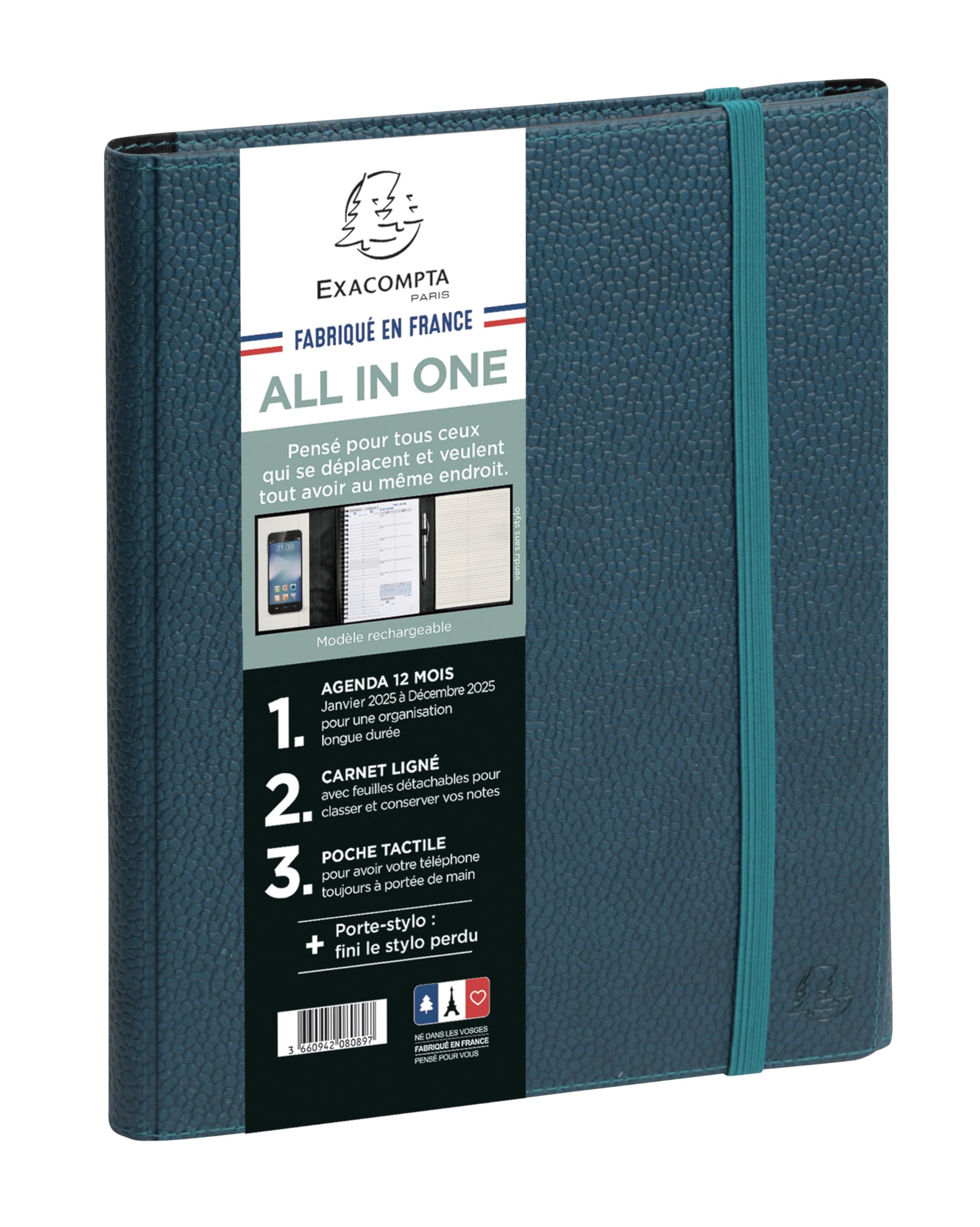 Exacompta 2007602E - Agenda de escritorio All in one Horizons 20S (15 x 21 cm), color azul