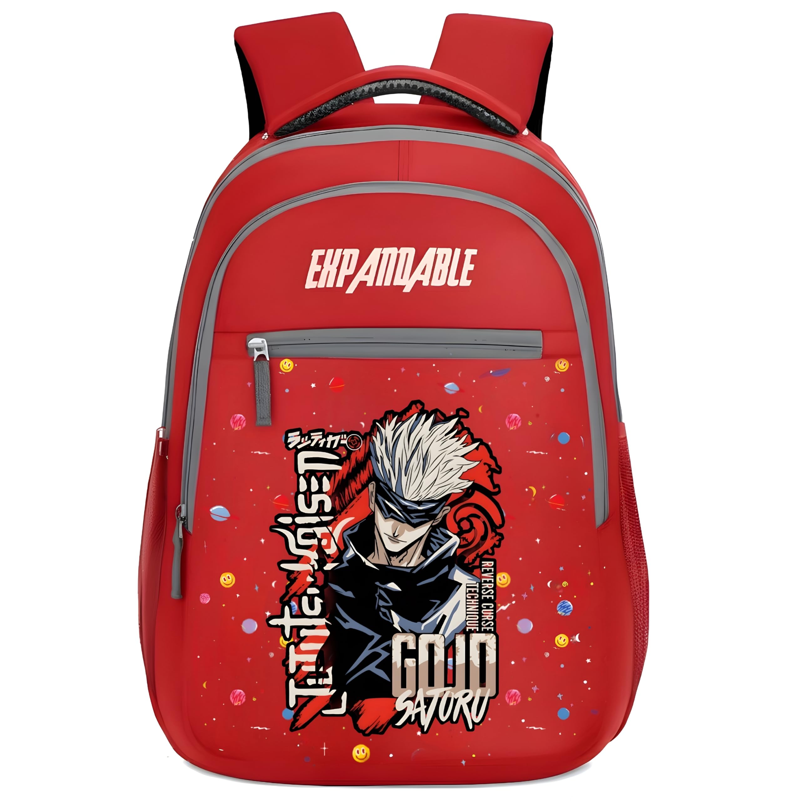 Kids School Backpack for Boys and Girls - Jujutsu Kaisen Satoru Gojo Anime Bookbag - Durable Electric Red color Student Rucksack with Ergonomic Padded Straps for Elementary & Middle School-image-20