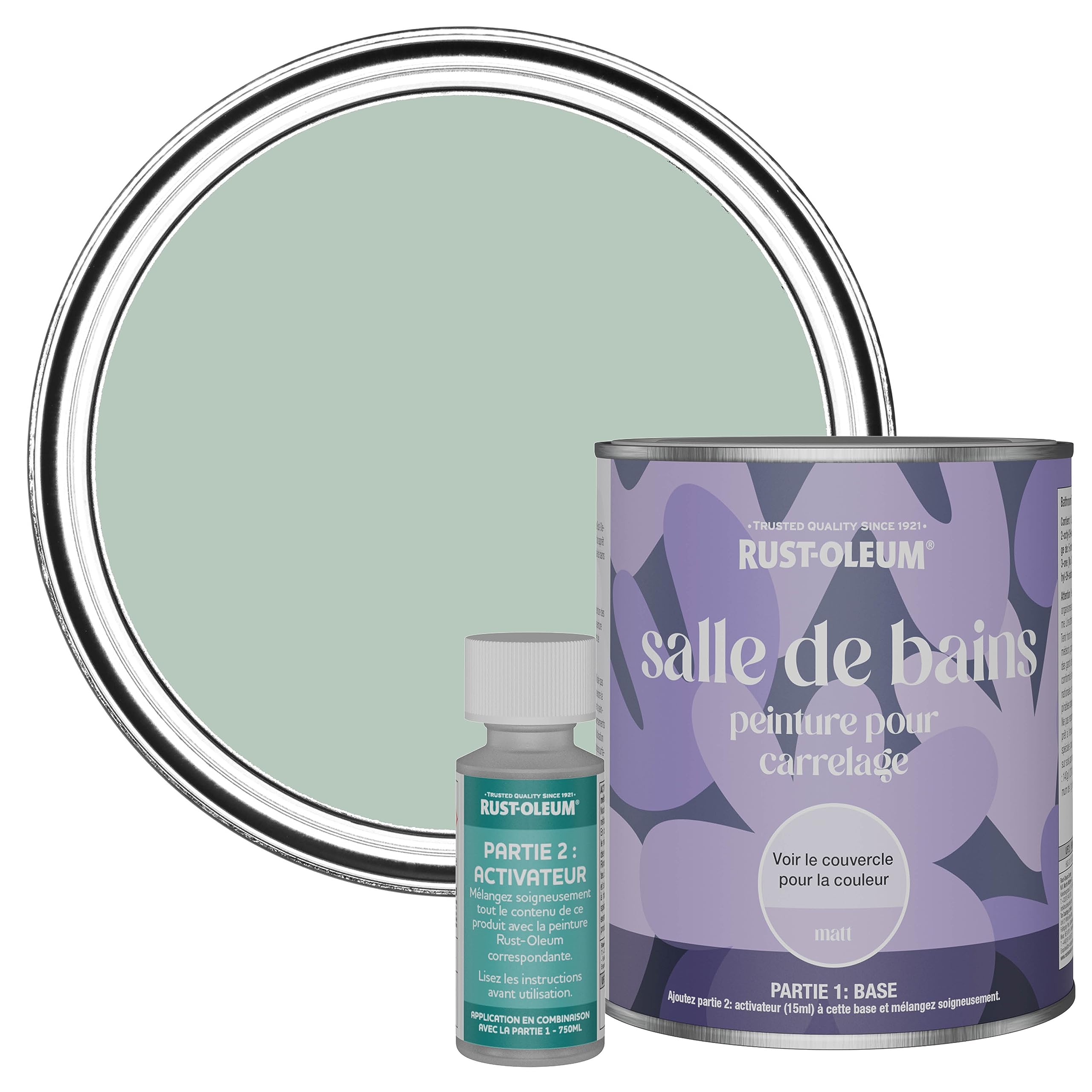 Rust-Oleum Peinture Verte Résistante à l'eau pour Carrelage de Salle de Bain, Finition Mate - Vert d'eau 750ml