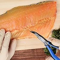 Vista 7 de Alicates de hueso de pescado/pinzas de acero inoxidable curvadas con agarre antideslizante negro