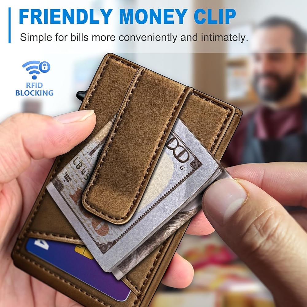Amazon.com: miyozi Airtag Wallet for Men Money Clip 9-Card Pop-Up
