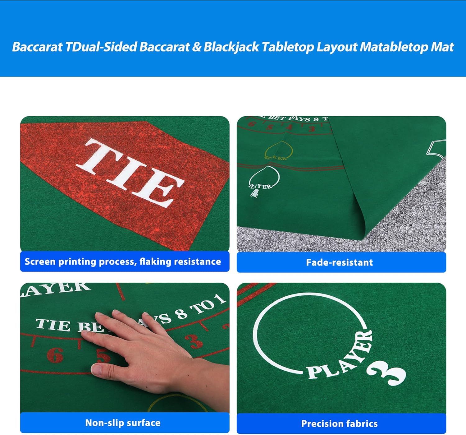 GSE Games & Sports Expert 36" x 72" Double-Sided Casino Layout Felt, Las Vegas Style Tabletop Mat for Parties, Home Entertainment, Poker Game Night