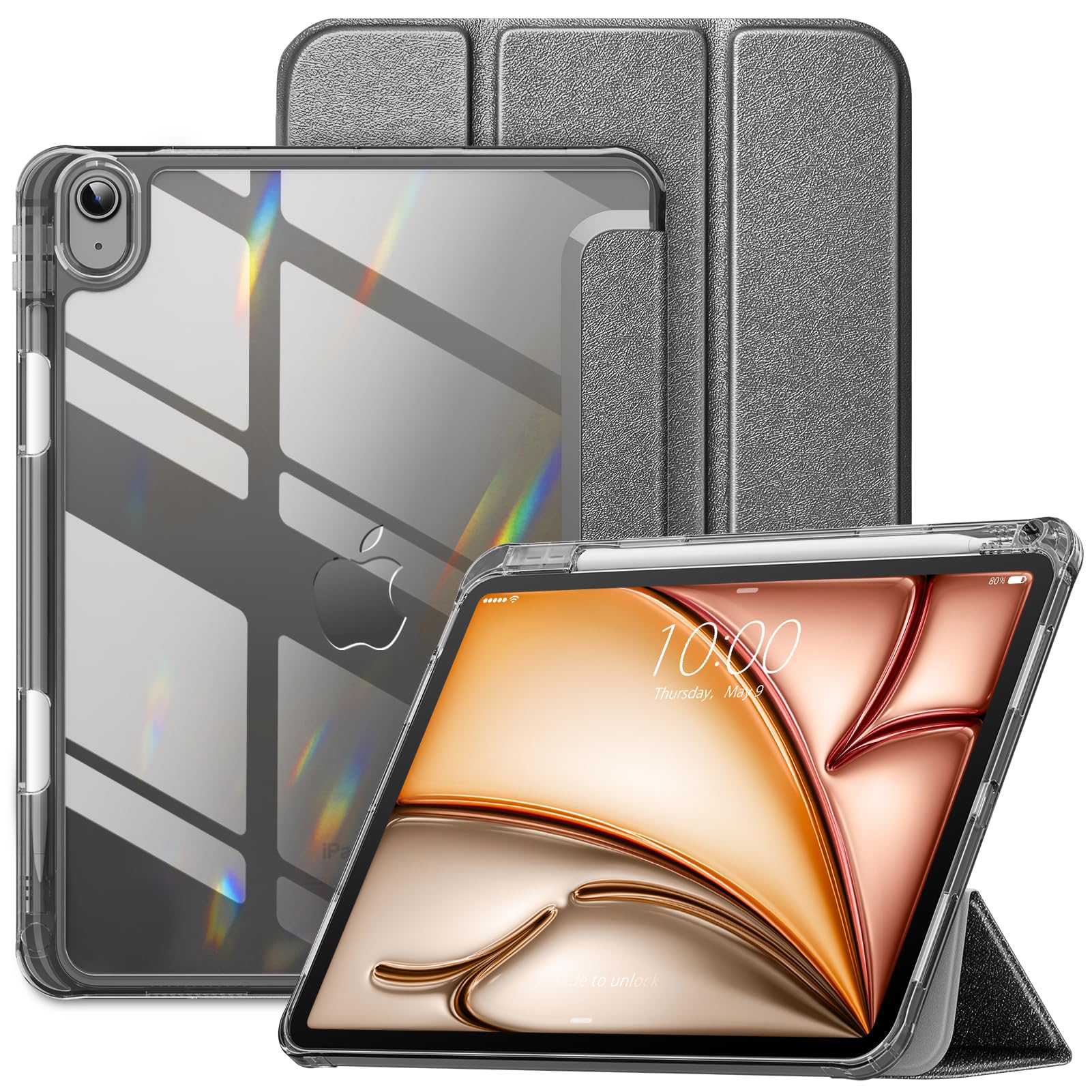 VIKESI Case for iPad Air 11 inch 2024, iPad Air 6th / 5th / 4th Generation Case,Matte Slim Hard Back, Soft TPU Frame, Pencil Holder and Auto Sleep/