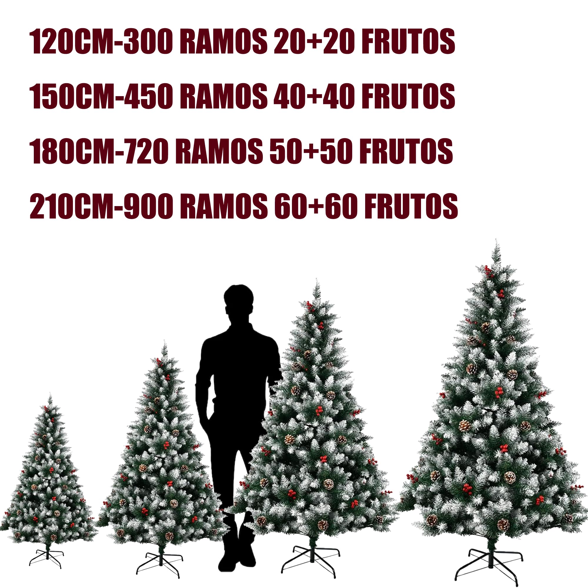 Carnavalife Arbol de Navidad Plegable con Decoracion Piña Frutos Rojos y Nieve, Arbol Navidad Artificial Robusto con Pie Metal Fácil Montaje para Exterior e Interior (Arbol con Fruto, 120CM)