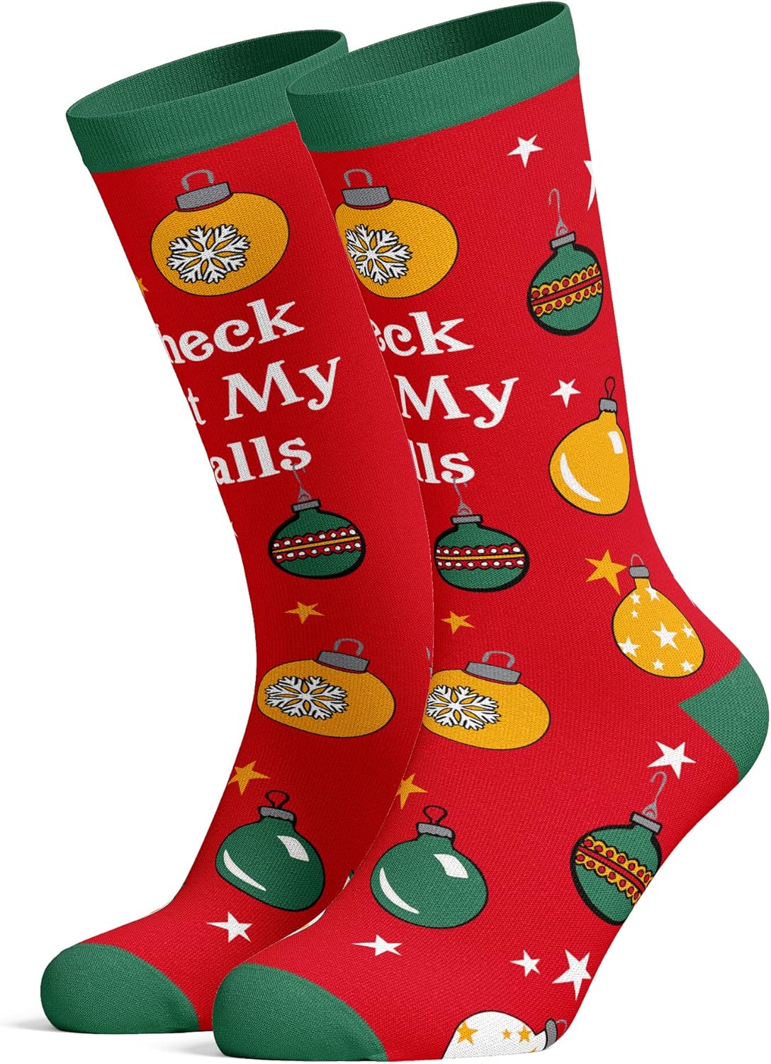 Crazy Dog T-Shirts Funny Christmas Socks for Men – Novelty Holiday Crew Socks – Check Out My Balls Festive Gift for Him - Image 2