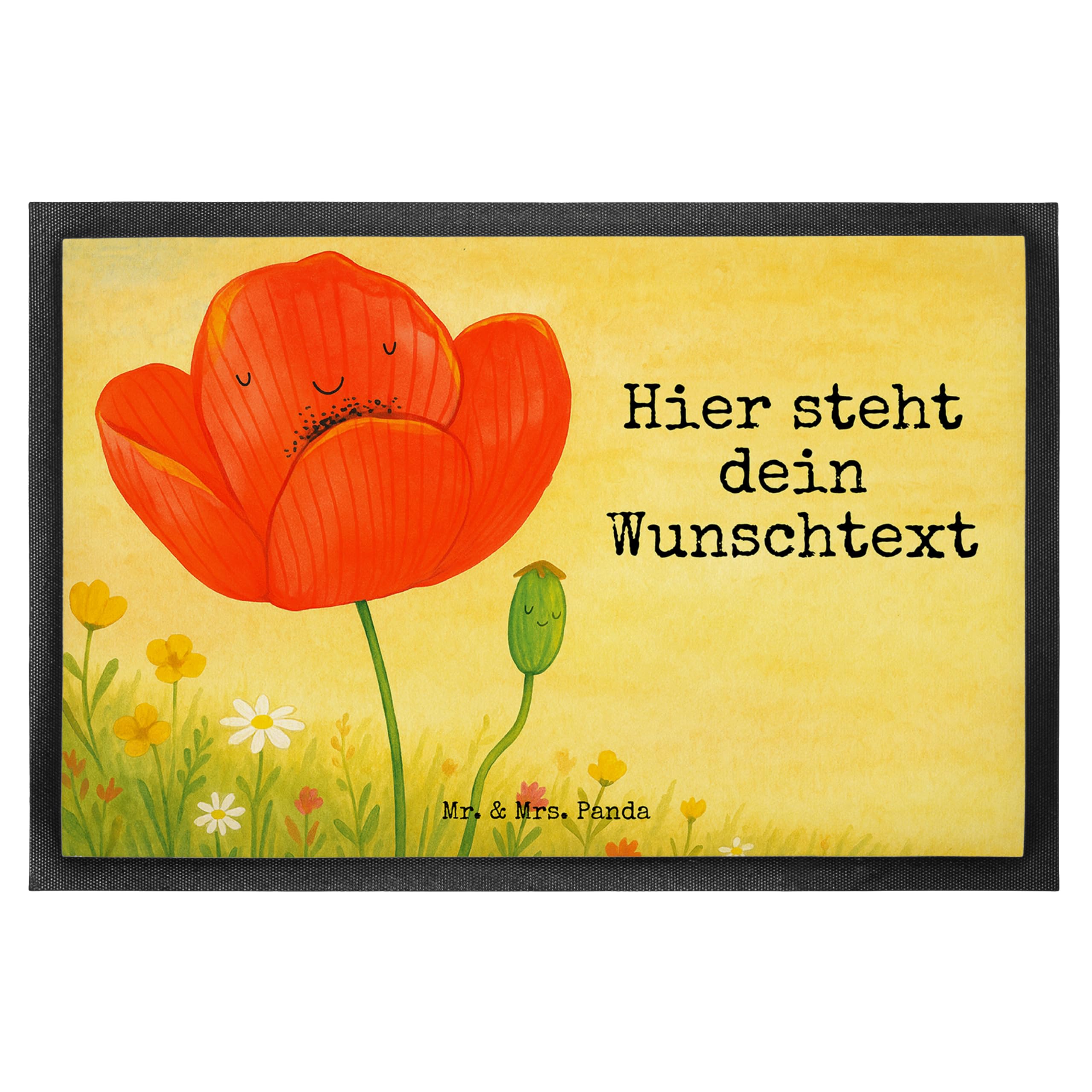 Mr. & Mrs. Panda Fussmatte personalisiert Blume Mohnblume Design 40 x 60 cm - Geschenk, Respekt, Personalisierte, Garten, mit Namen, Fußmatte personalisierbar, Individuelle, Glaube, Mohn, Selbstliebe