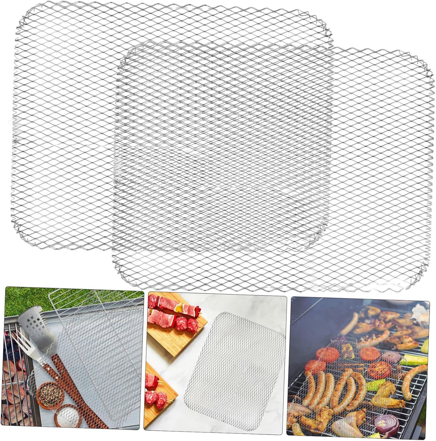 Garneck 10pcs Disposable Aluminum Grill Mesh Mats for Bbq Versatile Cooking Liners for Indoor and Outdoor Use Even Heat Distribution Easy Cleanup Design