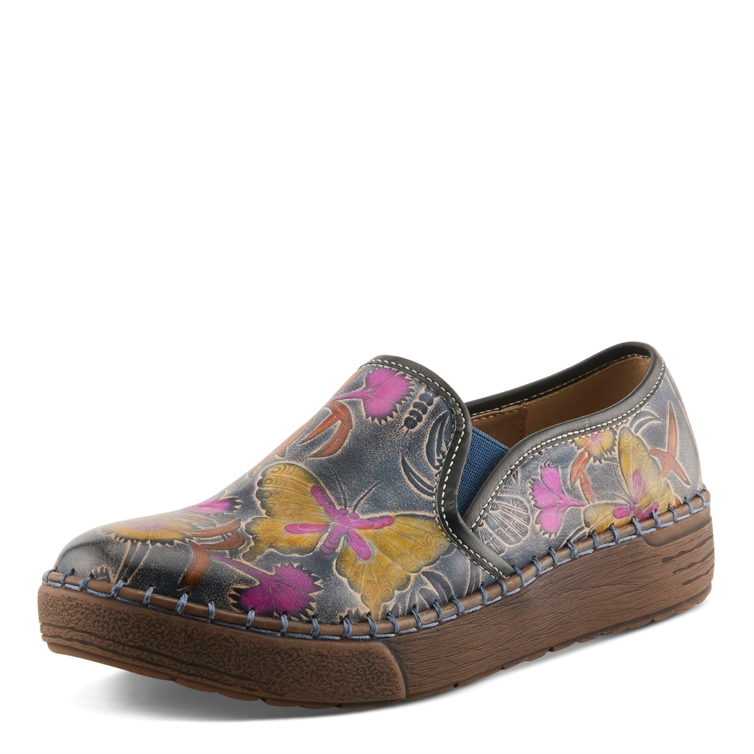 Spring Step L'Artiste Priela Slip-On Loafers | Hand-Painted Leather Shoes with Butterfly-Inspired Design