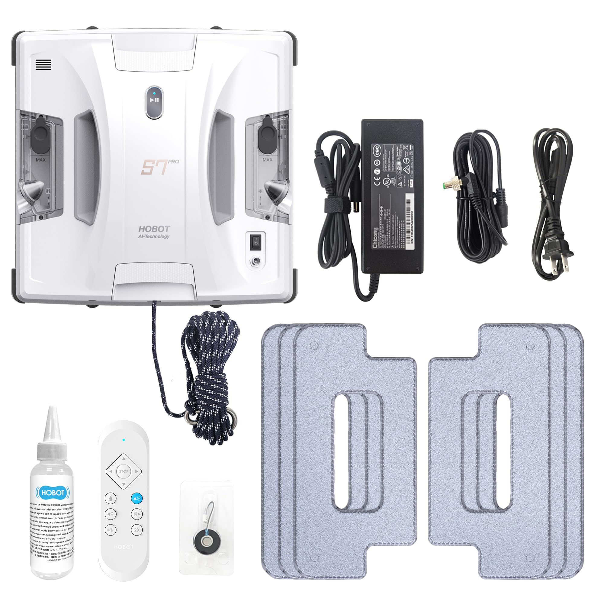 HOBOT S7 Pro Dual Mop Polish Hand Wiping Tec Robot Limpiador de Ventanas, Pulverización Dual Ultrasónica de 15nm, 4800Pa de Potencia de Succión, App y Control Remoto | para vidrio enmarcado / sin