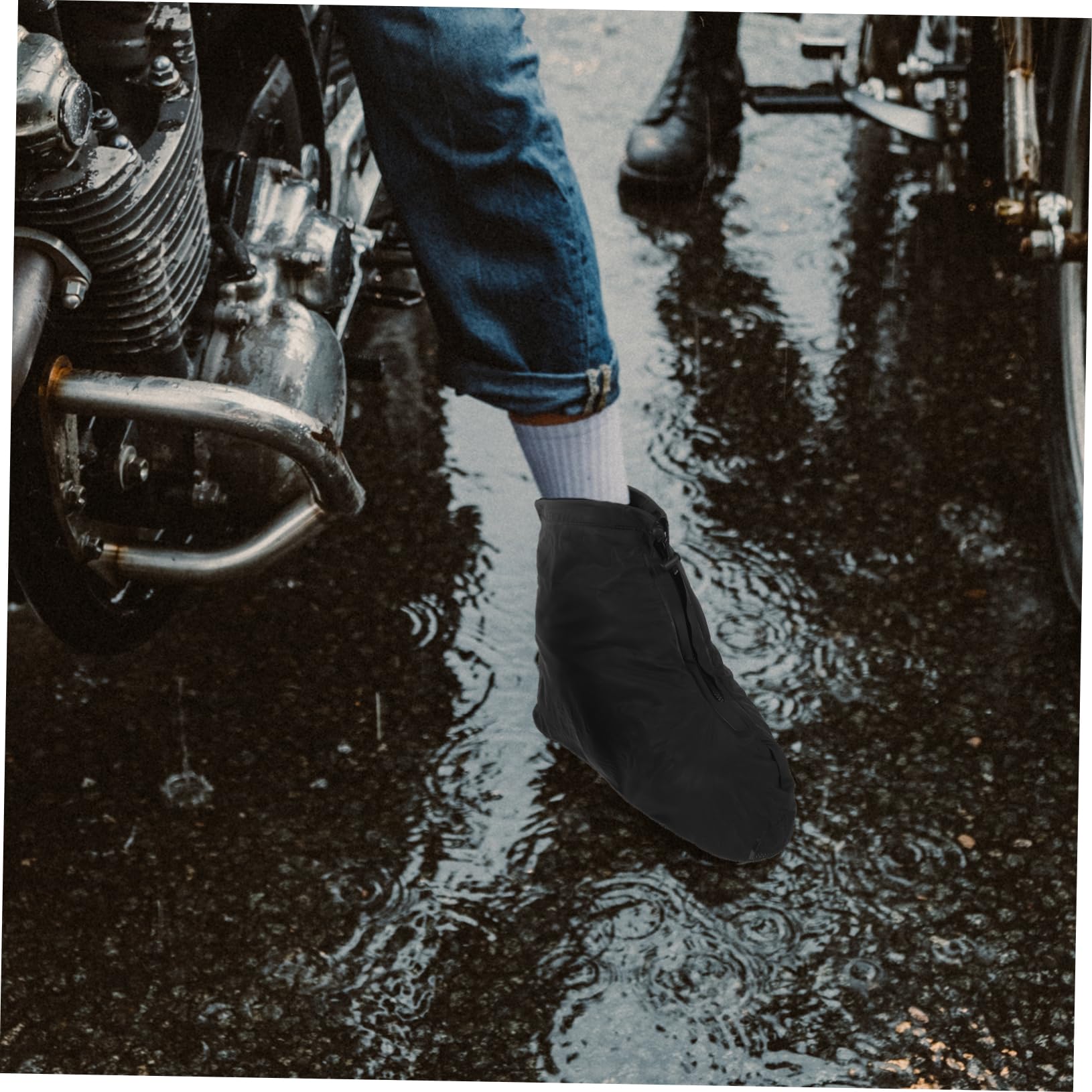 UPKOCH Überschuhe mit Reißverschluss rutschfest Kunststoff 2 Paare Schwarz für Regen und Fahrrad