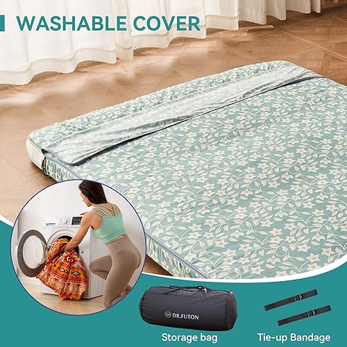 Miniatura 5 de DrFuton Colchón de futón japonés extra grueso plegable enrollable para invitados tumbona y tabel