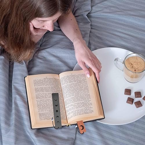 Miniatura 6 de EEEKit - 2 marcapáginas de madera para hombres y mujeres, hechos a mano para amantes de los libros, juego de marcapáginas de madera natural con luna