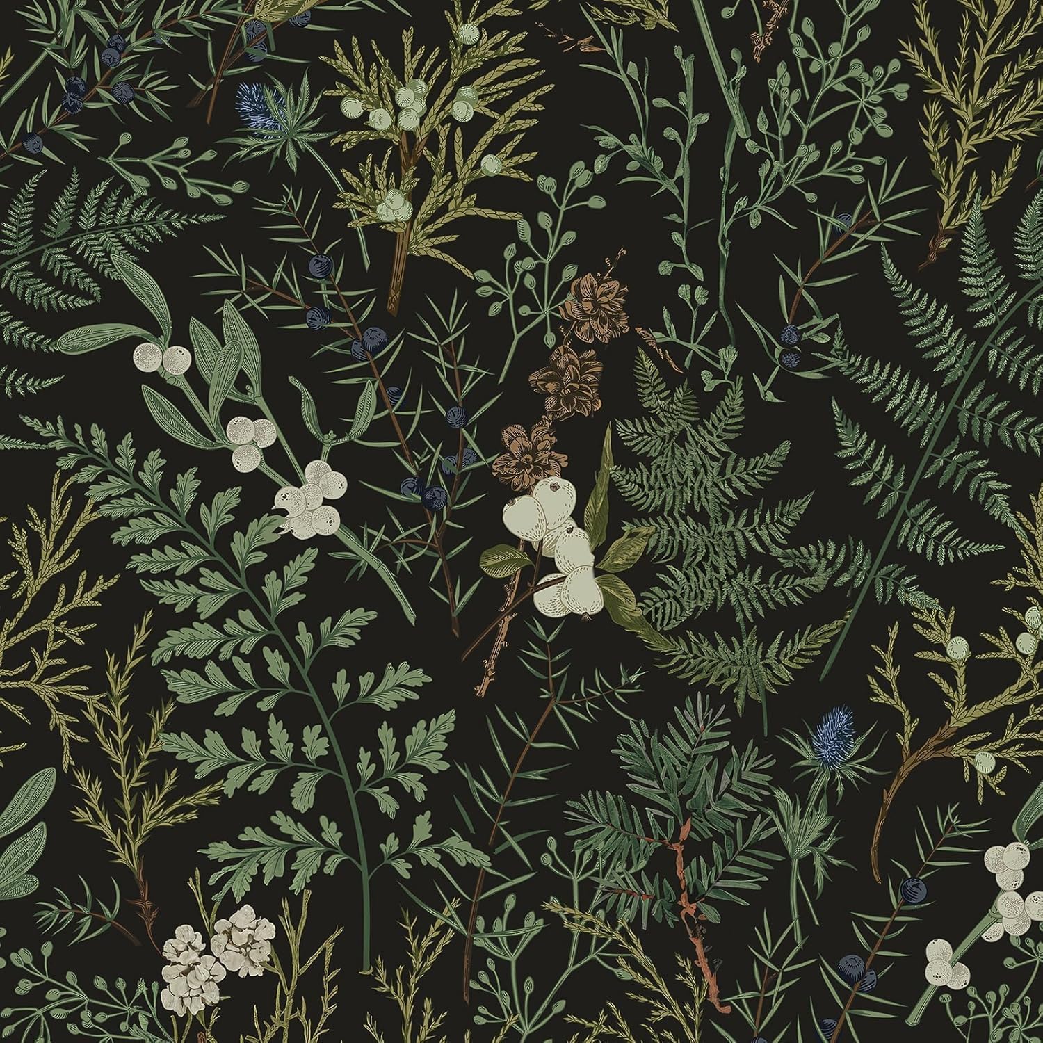 Peel and Stick Wallpaper Removable Self-Adhesive, Renter Friendly Waterproof Vinyl Contact Paper, green floral Self Stick Wall Paper for Bedroom Bathroom Cabinet Furniture Makeover, 17.5" x 118"