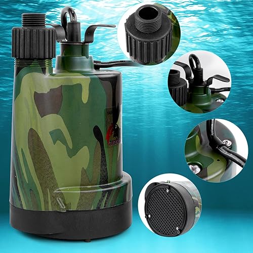 Miniatura 6 de TIGEROAR Bomba sumergible de agua de 120 V 14 HP 1800 gph, bomba de transferencia de agua sumergible con cable de 10 pies y adaptador de manguera