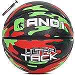 AND1 Ultra Grip Advanced Premium Rubber Basketball (Deflated w/Pump Included): Official Regulation Size 7 (29.5) Streetball, Made for Indoor/Outdoor Basketball Games, Red/Green