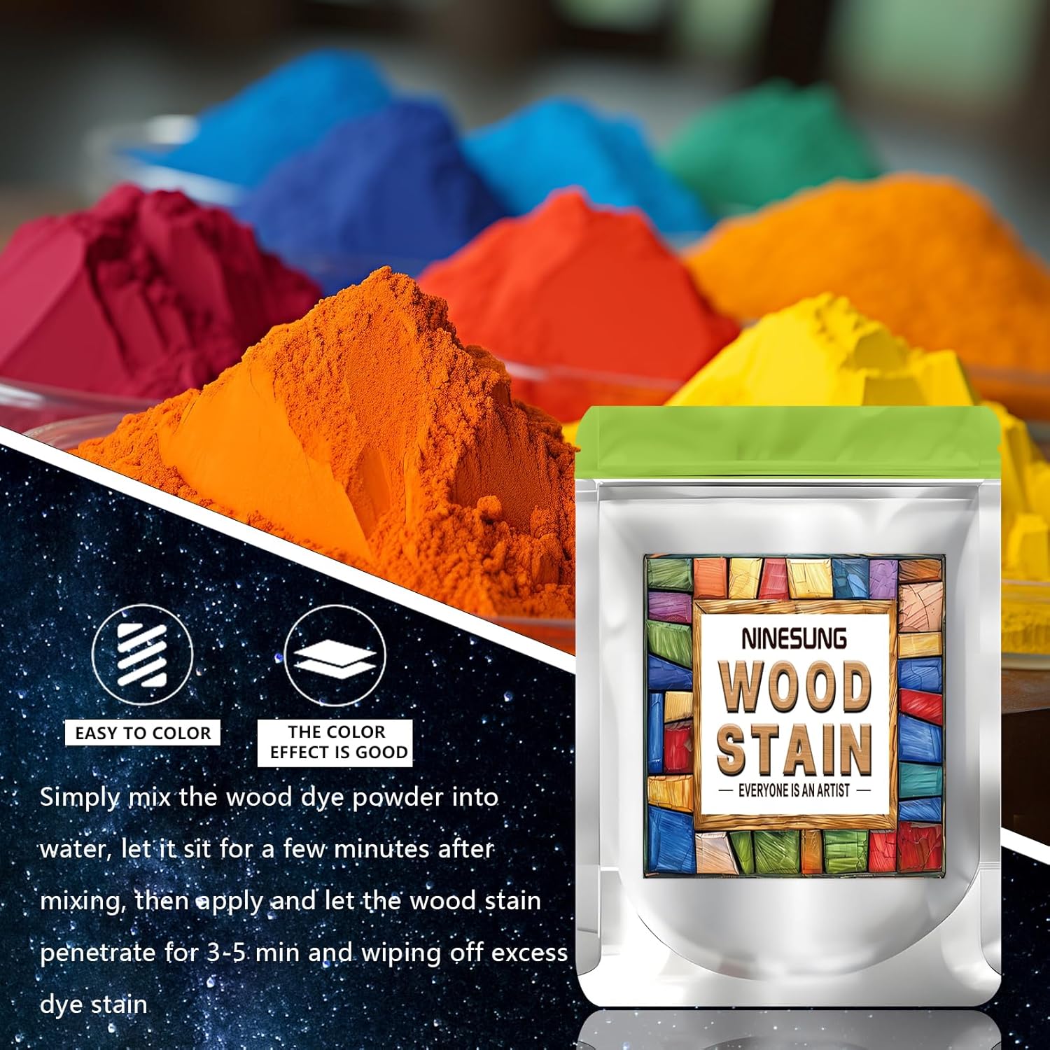 Wood Stain Powder, 10 Colors/Set, Wood Dye Powder, Colored Wooden Stain, Furniture Color Dye for Outdoor Indoor Wooden (10 Colors)