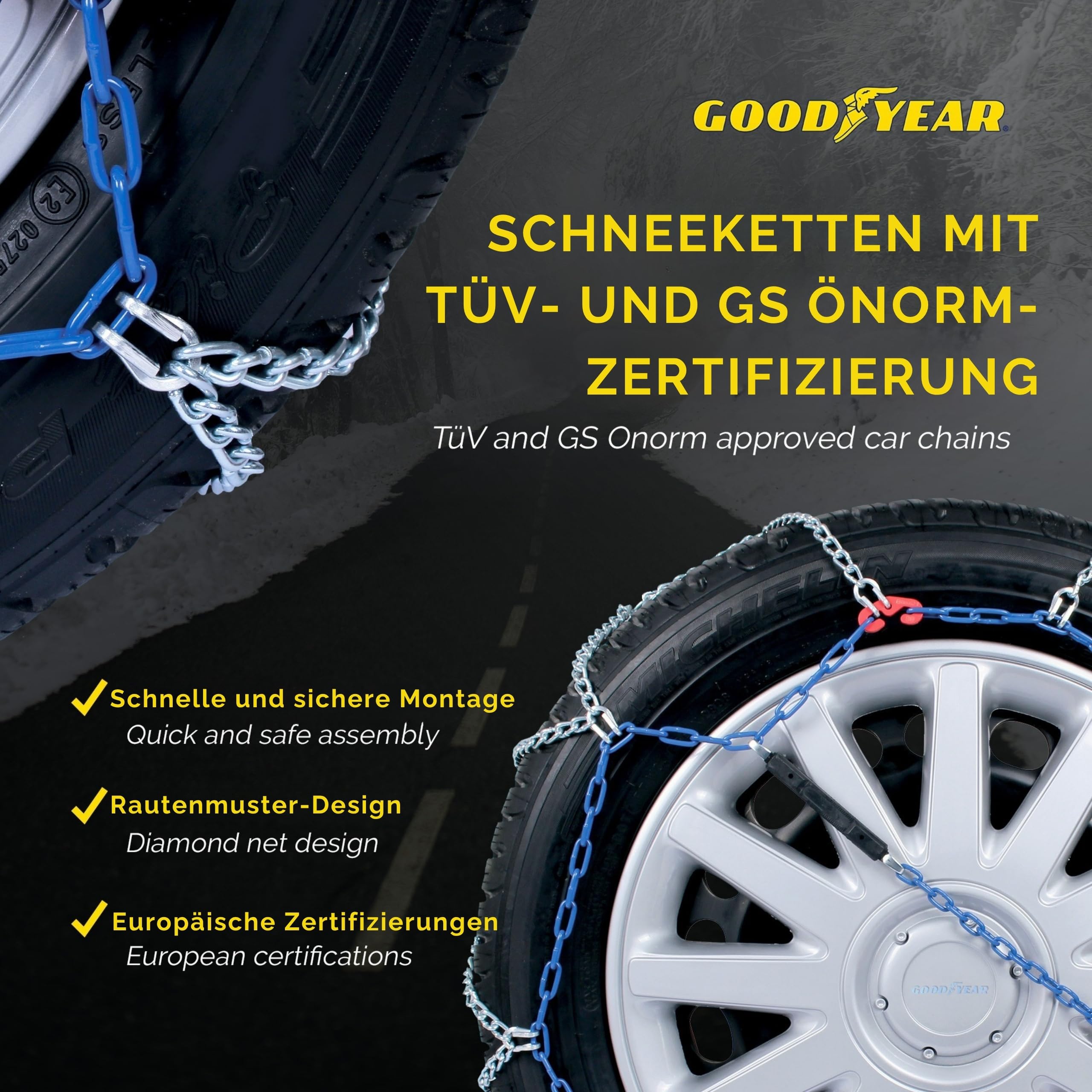 Goodyear 77956 77956 Schneeketten 7 mm für Auto - Größe 110, Größe 110