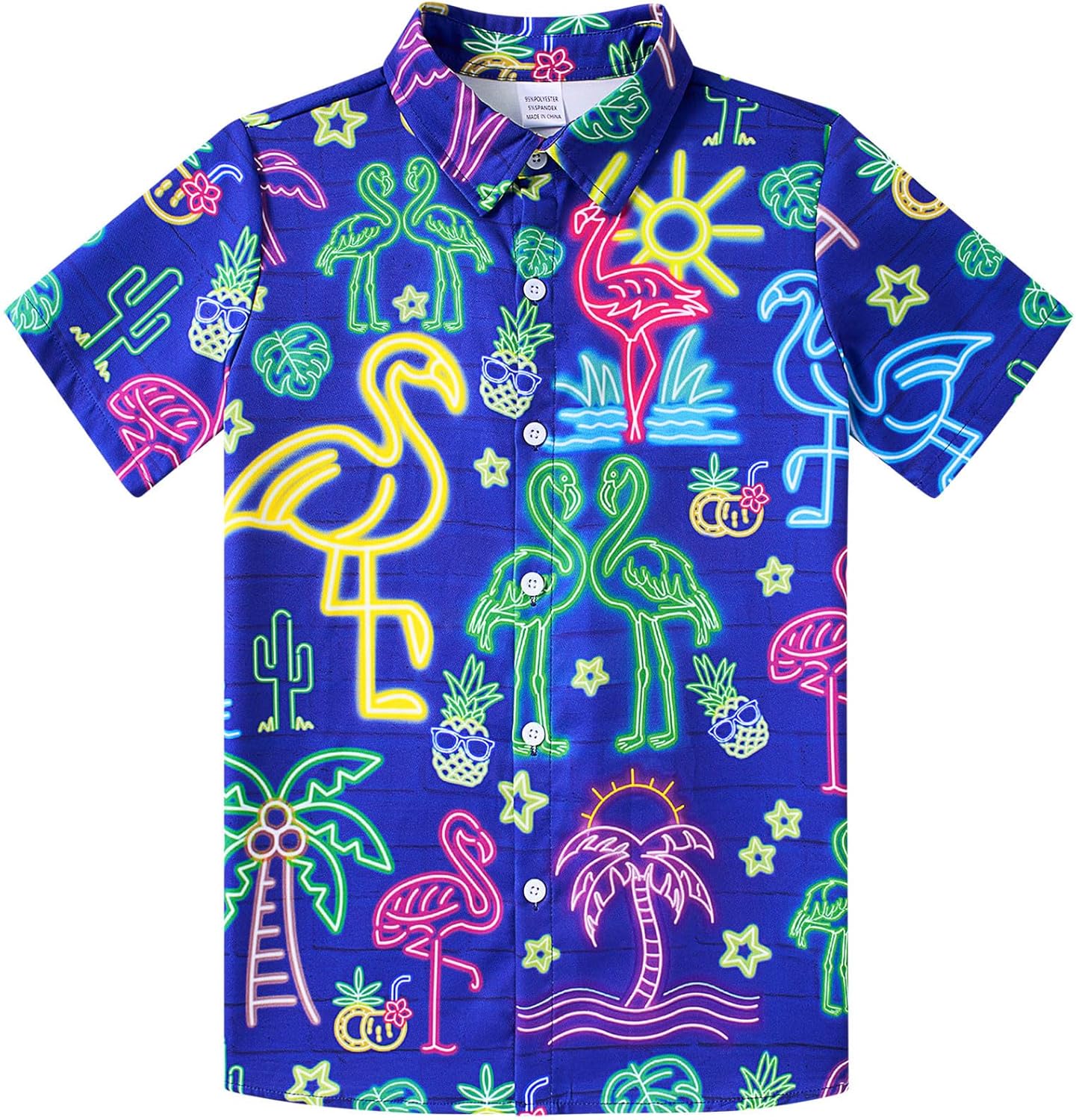 uideazone Boys Hawaiian Shirts Novelty Printed Funky Short Sleeve Button Down Shirt Kids Aloha Luau Shirt 7-14T