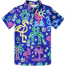 uideazone Boys Hawaiian Shirts Novelty Printed Funky Short Sleeve Button Down Shirt Kids Aloha Luau Shirt 7-14T