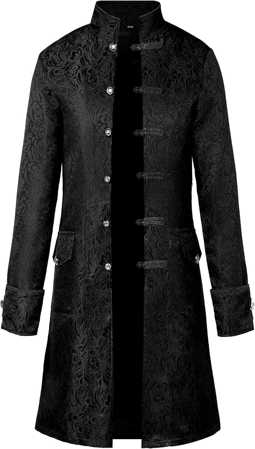Spooktacular Creations Steampunk Costume for Halloween Costumes, Vintage Tailcoat Jacket for Warlock Costume Men Large