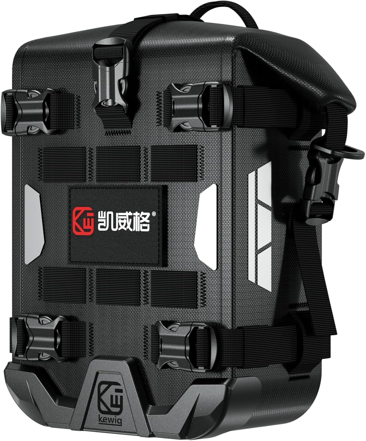 Kewig Full Waterproof Motorcycle Bag for Front Bumper Side Frame Crash Bar, 5.5L TPU Motorcycle Riding Tools Accessories Luggage Bag with Rigid Support & Quick Release Shoulder Strap, Black, 1PC