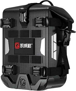 Kewig Full Waterproof Motorcycle Bag for Front Bumper Side Frame Crash Bar | 5.5L TPU Motorcycle Riding Tools Accessories Luggage Bag with Rigid Support & Quick Release Shoulder Strap, Black, 1PC