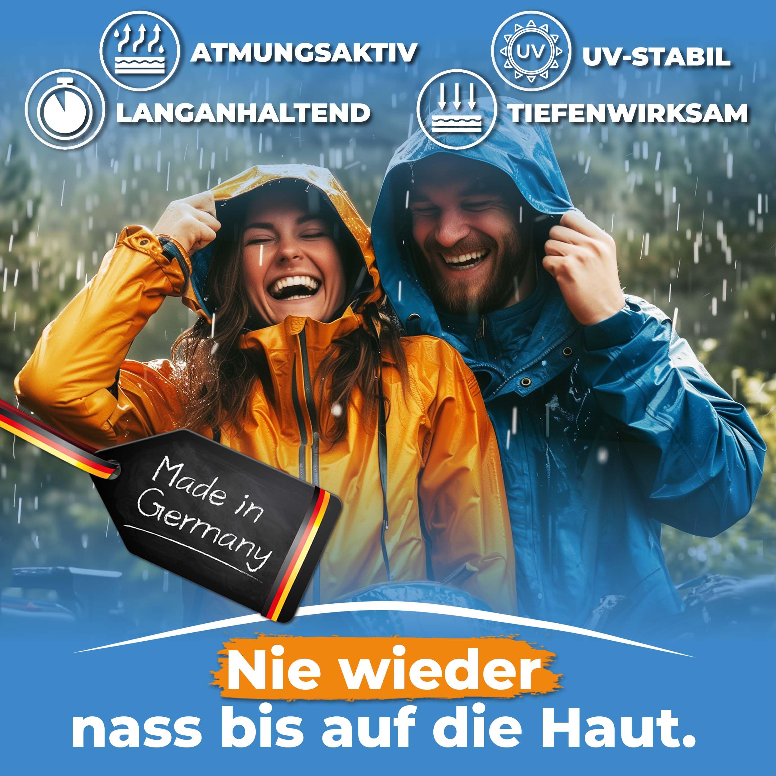 Einwaschimprägnierung – Atmungsaktiv & wirkstark – Für Gore-Tex, Outdoor- & Funktionskleidung – Waschmaschinen- & Handwäsche geeignet, PFC-frei – Made in Germany