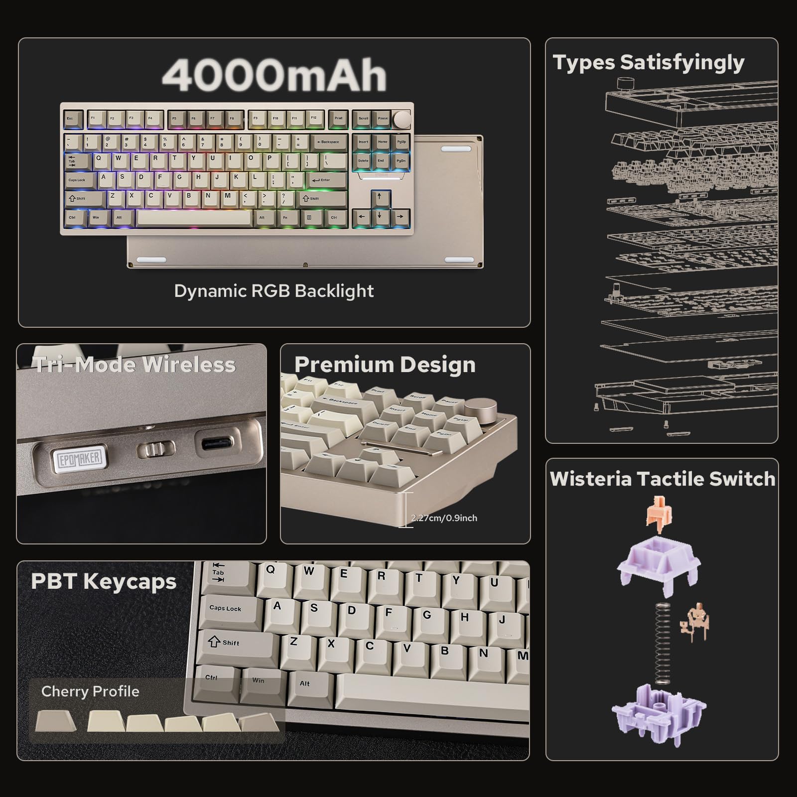 Amazon.com: EPOMAKER P87 TKL Aluminum Wireless Gaming