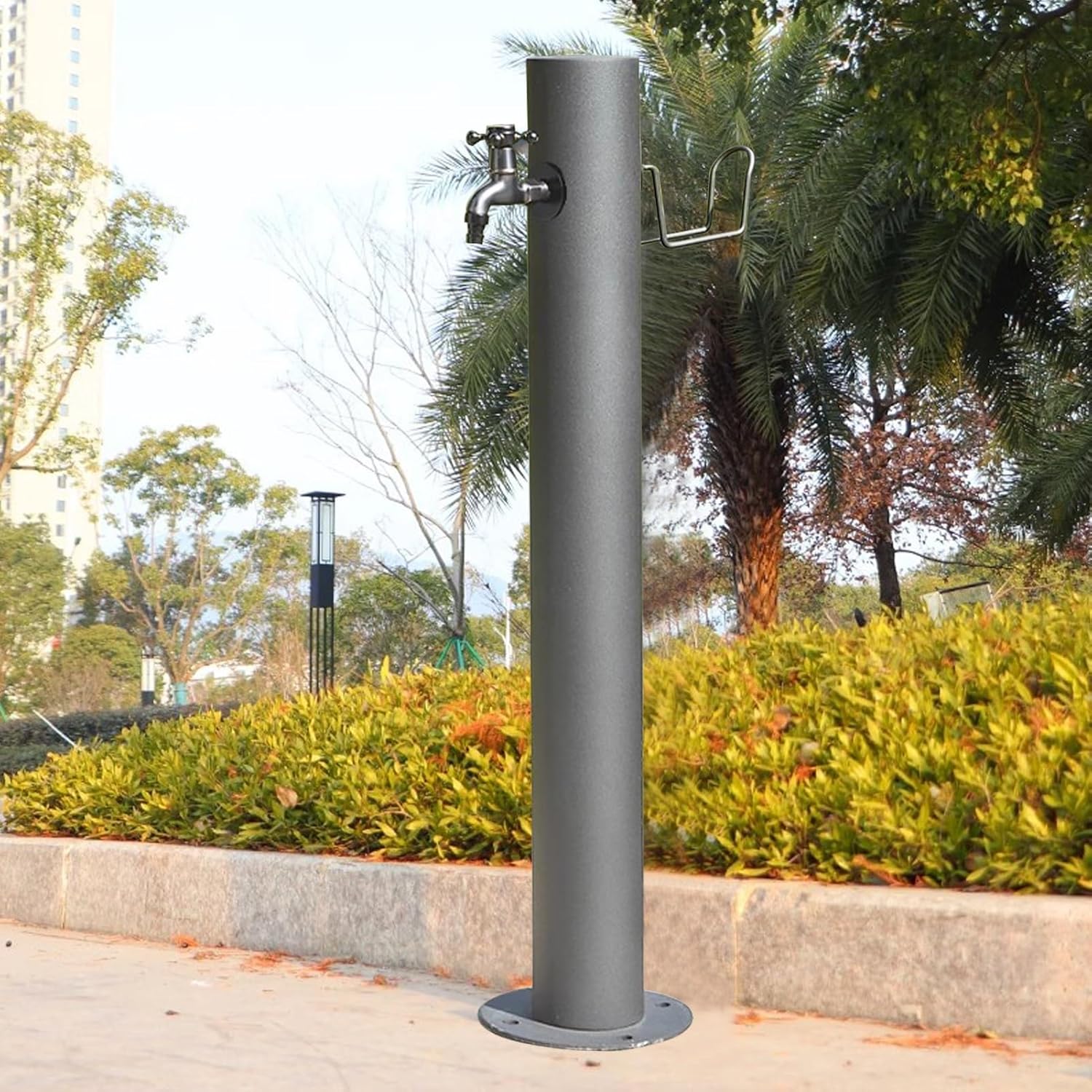 Floor Mounted Faucet Outdoor Water Pipe Vertical Fountain Irrigation Column,Stainless Steel Vertical Garden Fountain - Freestanding Outdoor Yard Hydrant for Patio & Backyard - Durable Irriga