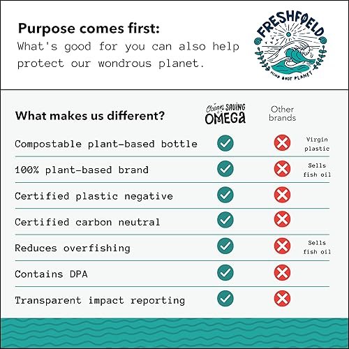 Miniatura 14 de Omega 3 DHA vegana: aceite de algas, más revisado, sin carragenano, sostenible, probado, sin metales pesados, aceite de pescado Alt, Omega a base