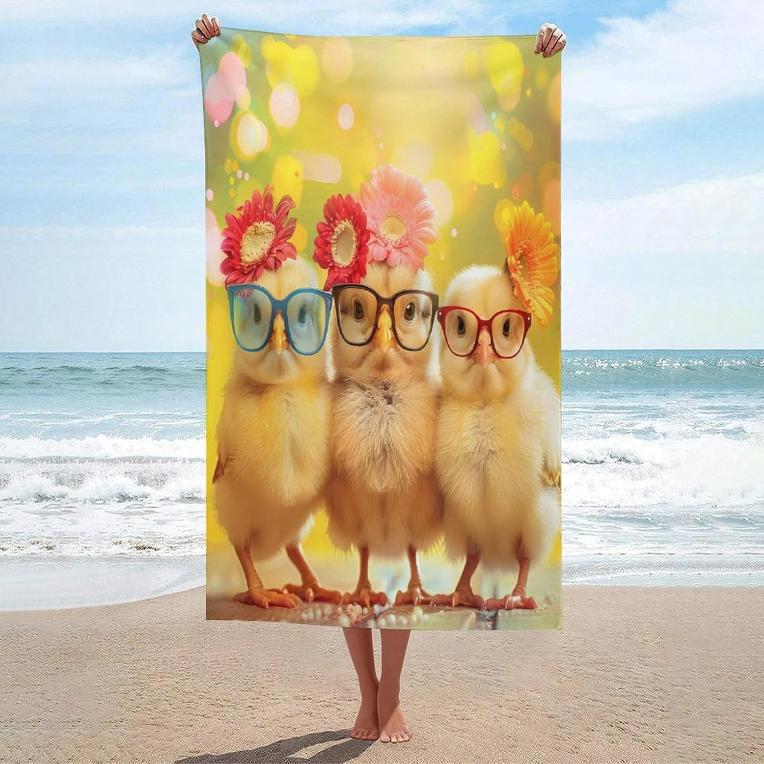 Chicken Bath Towel Beach Towels Quick Dry Oversized Bath Blanket Highly Absorbent Towel for Women Men 160x80cm
