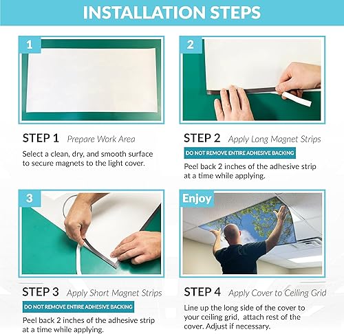 Miniatura 2 de Cubierta magnética de luz fluorescente para luces de techo para aula, 2 x 4, filtro magnético de luz de oficina de alta resolución (paquete de 1),