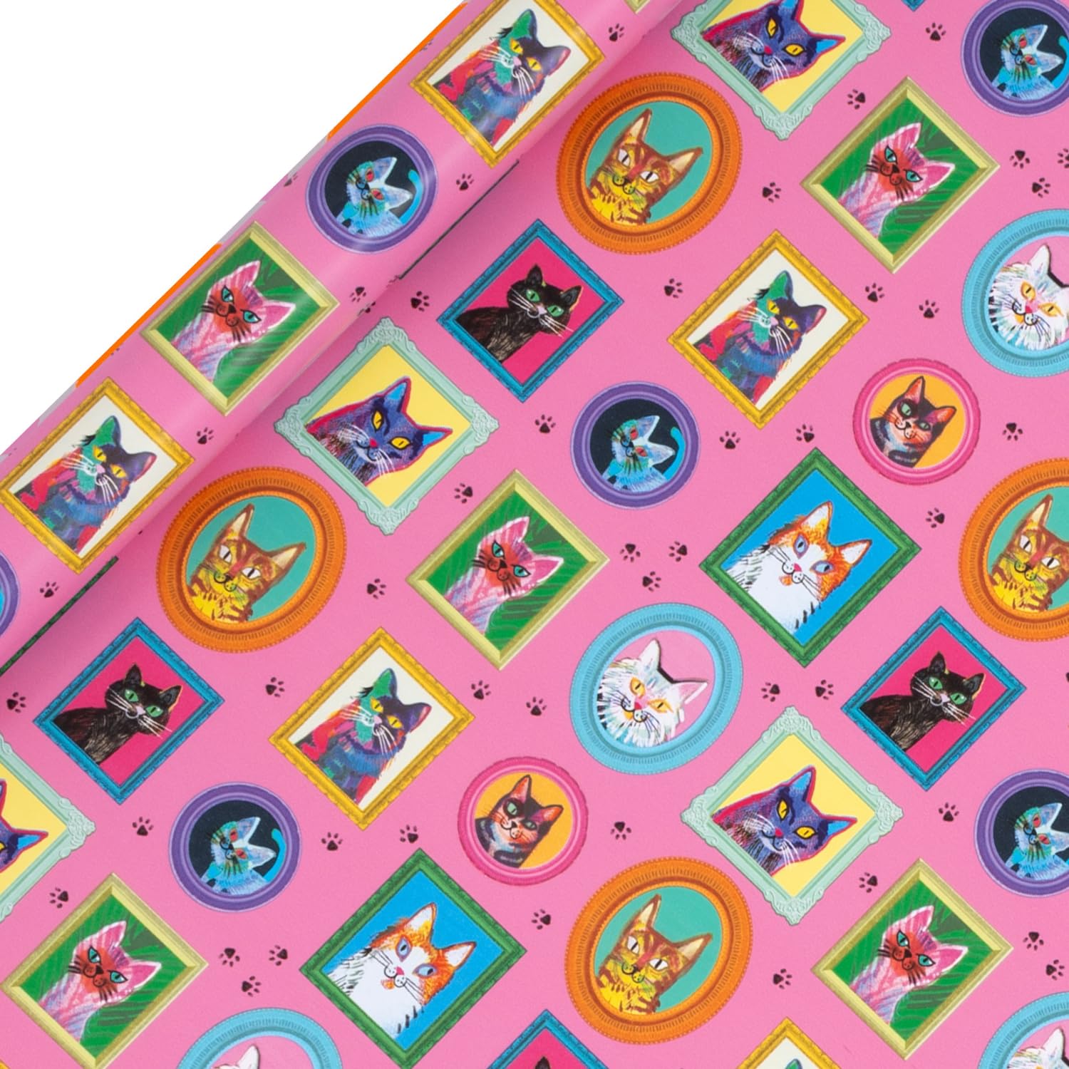 Glick Roll Wrap, Mr Pickle Puss, Wrapping Paper 4 metres x 70 cms, Suitable for Birthdays & Other Celebrations, Pink