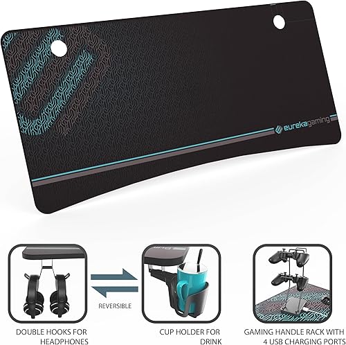 Miniatura 8 de EUREKA ERGONOMIC Escritorio para juegos de 60 pulgadas, escritorio para computadora de oficina en casa, nuevo diseño de patas de polígono, serie