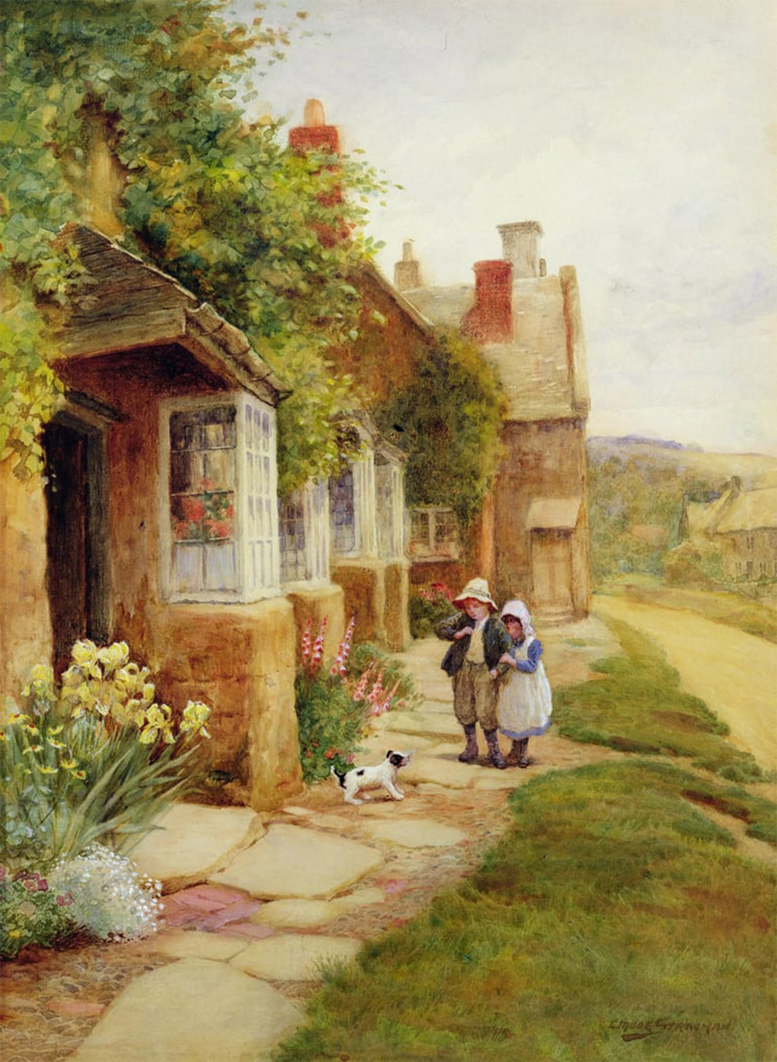 SERENDIPITP Vintage Picture Print on Canvas Wall Art Poster the Puppy by Arthur Claude Strachan Artwork Print Poster for Wall Decor 60x90cm