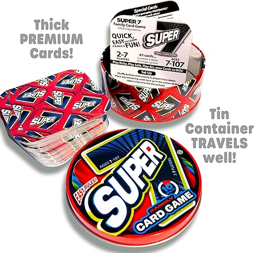 Miniatura 4 de Craig Clark Inc. Juego de Cartas Familiar Colectivo Super 7 en Lata  para Niños y Adultos, Noche de Juegos Familiares, Juegos Rápidos, Fácil de