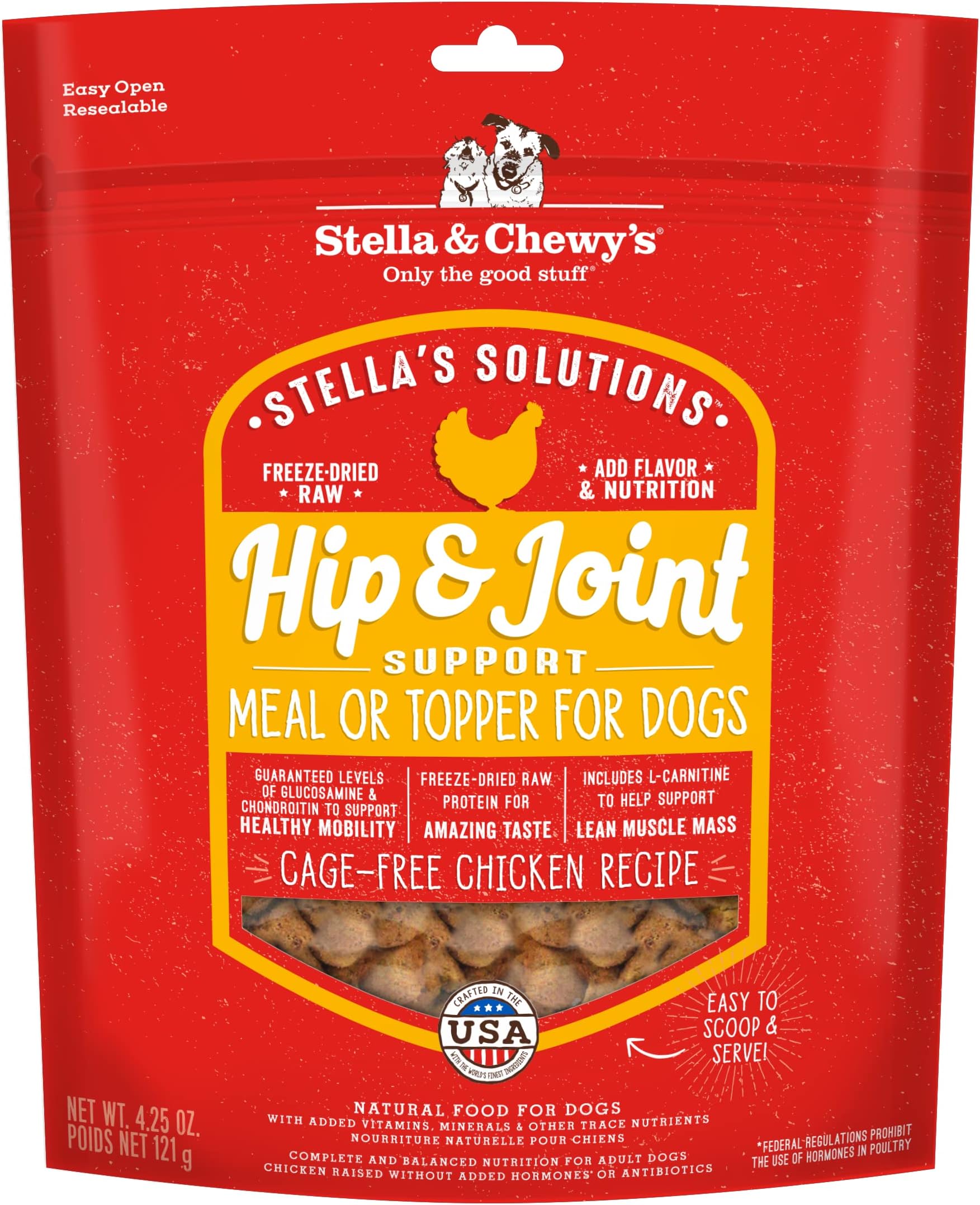 Stella & Chewy's Freeze-Dried Raw Dog Food for hip and joint - Cage-Free Chicken - Natural Solution for Cardiovascular Support & Energy - Premium Raw Nutrition - 4.25 oz.