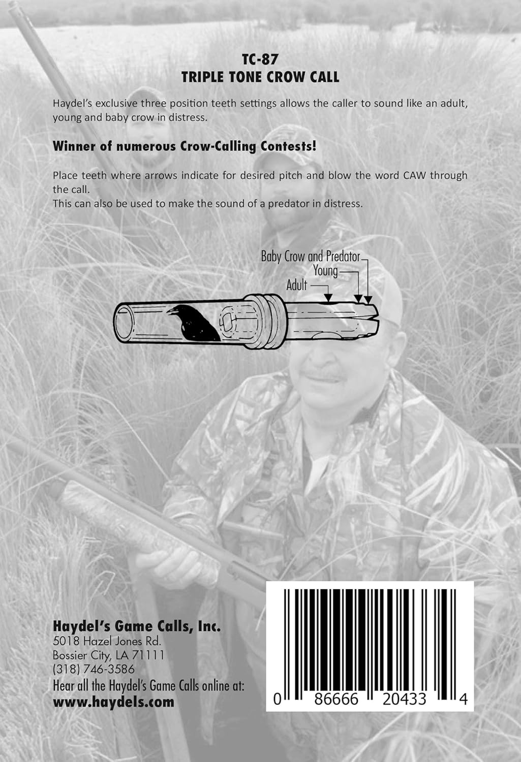 Haydel's Game Calls Inc. TC-87 Triple Tone Crow Call for Hunting - Image 2