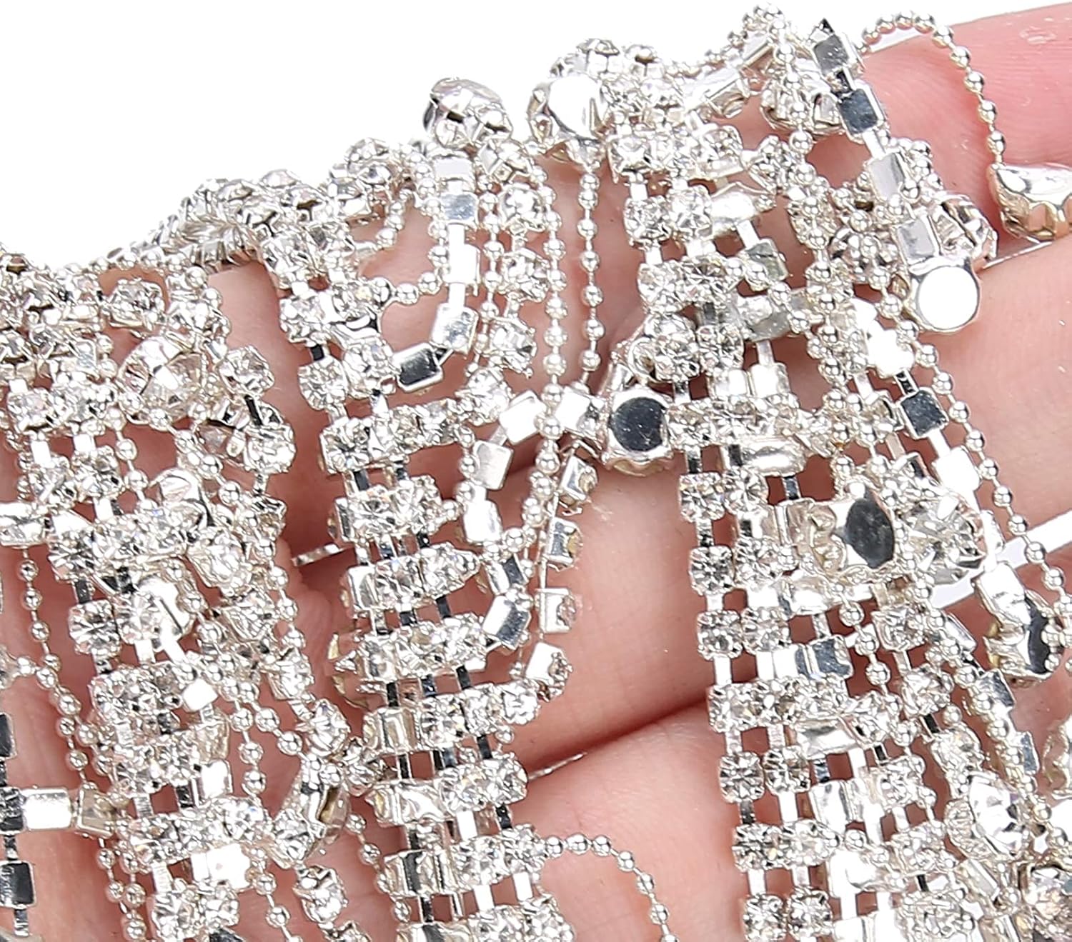 Rhinestone Fringe Trim, 36in Rhinestone Tassel Chain Bridal Applique Crafts Decoration for DIY Clothes Bags