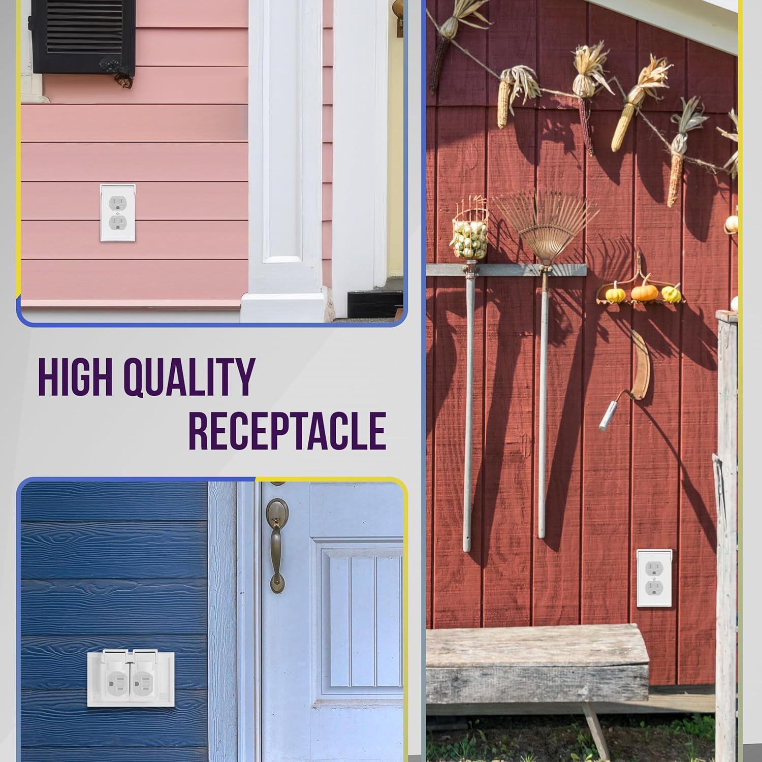 ENERLITES Duplex Receptacle, Tamper-Weather-Resistant, Residential Grade Outlets, 15A 125V, Self-Grounding, 2-Pole, 3-Wire, 5-15R, UL Listed, 61580-TWR-W-10PCS, White, 10 Pack