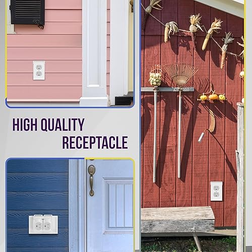 Miniatura 4 de ENERLITES Receptáculo dúplex, resistente a manipulaciones a la intemperie, salida exterior de grado residencial, 15A 125V, autoconexión a tierra, 2