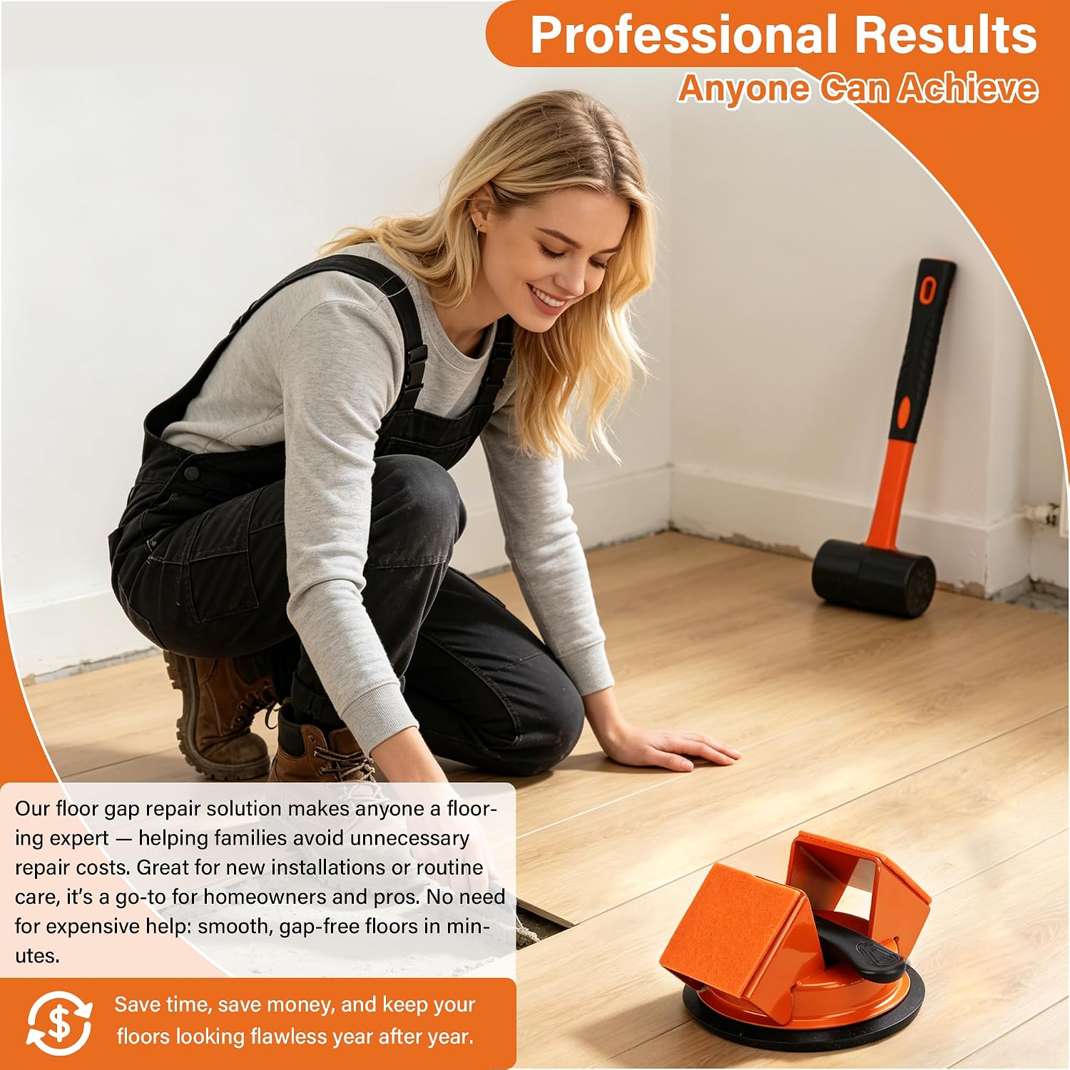 Top-spring Floor Gap Fixer Tool Dual-Sided 45°Striking Surface image 4